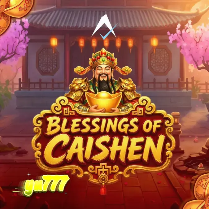 Interface do jogo Blessings of Caishen com elementos dourados e dragões